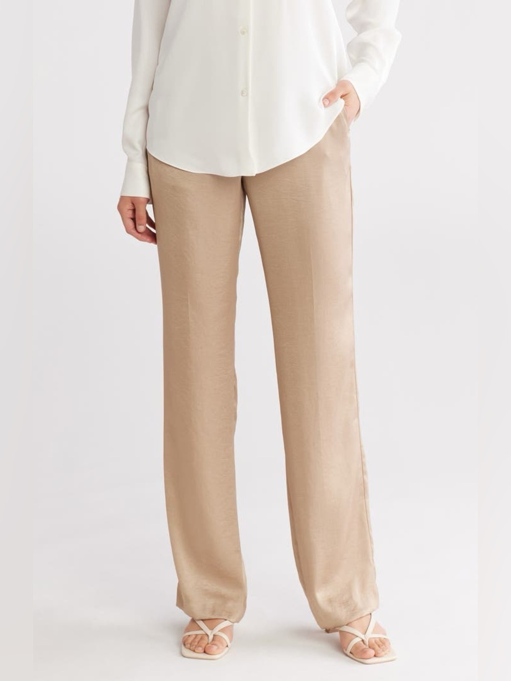 NWT Theory St. Wide Leg Crushed Satin Pants in Mesa